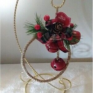 Holiday Time Wreath with Red Bells Christmas Ornament